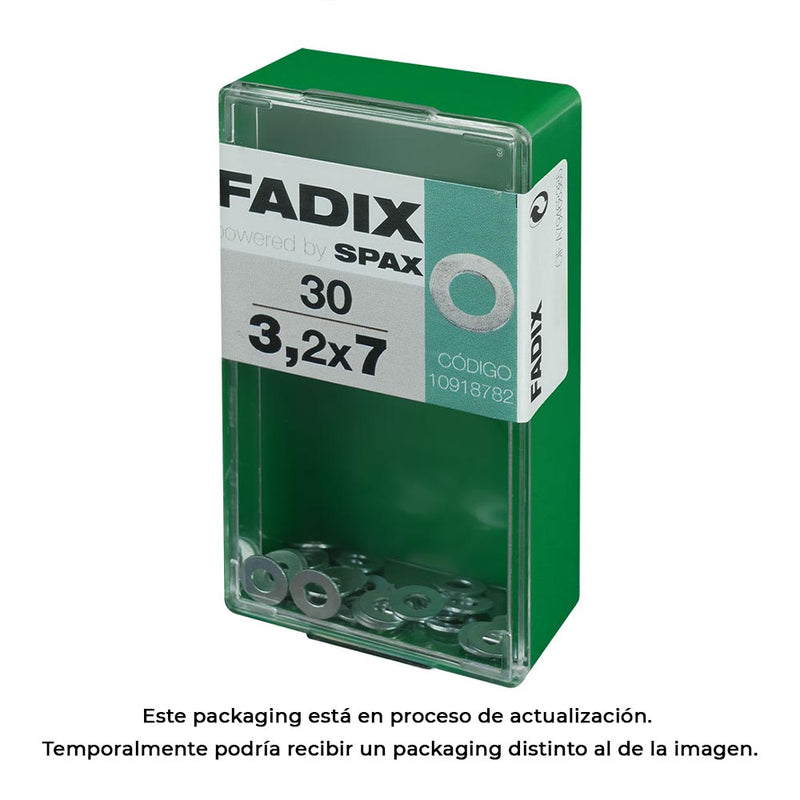 Box S 30 Units, Flat Washer Zinc 3.2x7mm Fadix