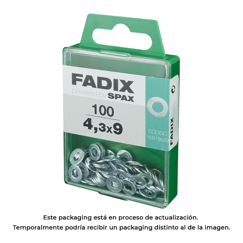 Box M 100 Units, Flat Washer Zinc 4.3x9mm Fadix