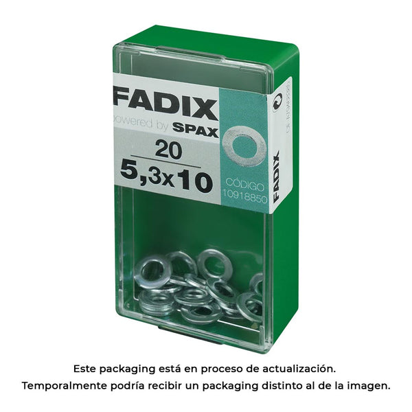 Box S 20 Units, Flat Washer Zinc 5.3x10mm Fadix