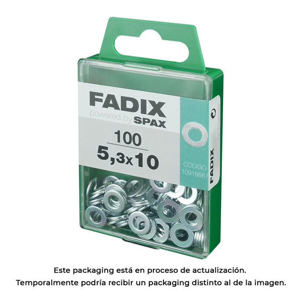 Box M 100 Units, Flat Washer Zinc 5.3x10mm Fadix