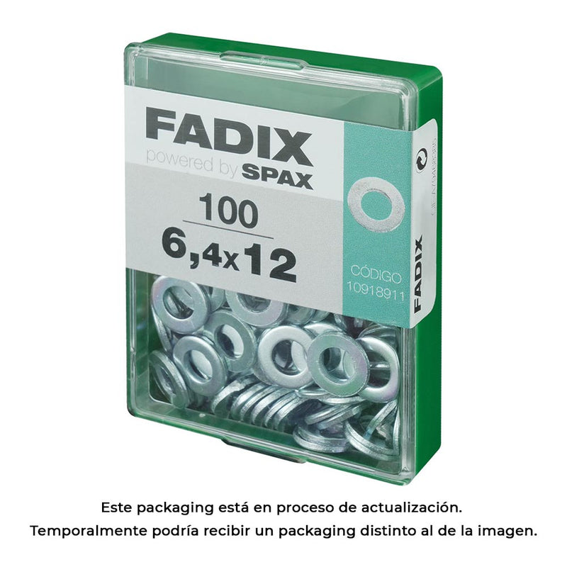 Box M 100 Units, Flat Washer Zinc 6.4x12mm Fadix