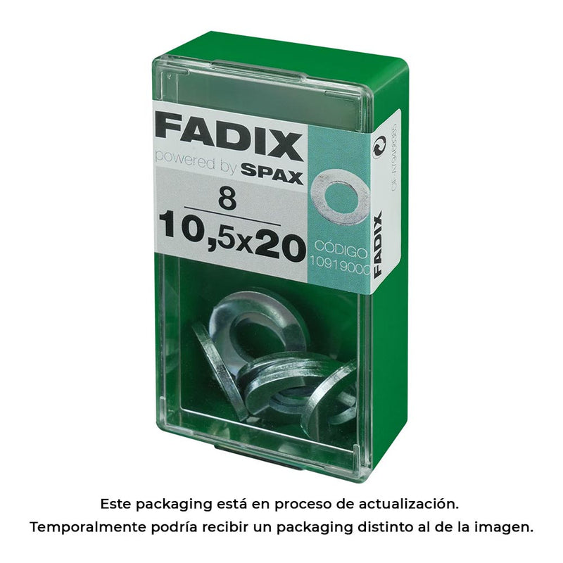 Box S 8 Units, Flat Washer Zinc 10.5x20mm Fadix