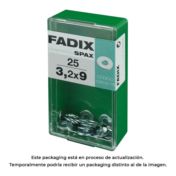 Box S 25 Units, Wide Flat Washer Zinc 3.2x9mm Fadix