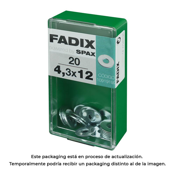 Box S 20 Units, Wide Flat Washer Zinc 4.3x12mm Fadix