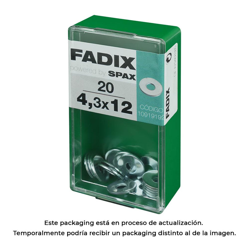 Caja S 20 Unid, Arandela Plana Ancha Cinc 4,3X12Mm Fadix