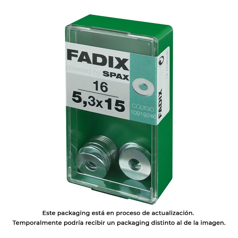 Box S 16 Units, Wide Flat Washer Zinc 5.3x15mm Fadix