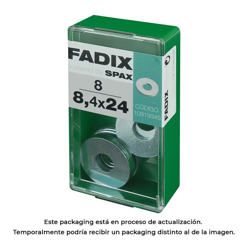 Caja S 8 Unid, Arandela Plana Ancha Cinc 8,4X24Mm Fadix