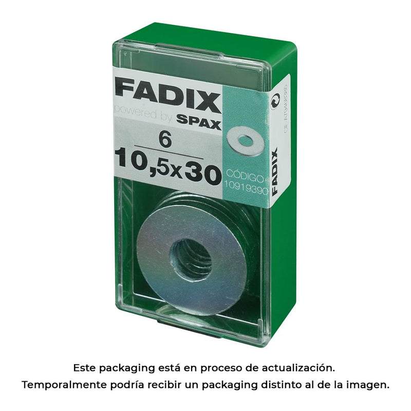 Box S 6 Units, Wide Flat Washer Zinc 10.5x30mm Fadix