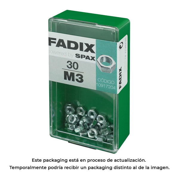 Box S 30 Units, Nut Zinc M 3 Fadix