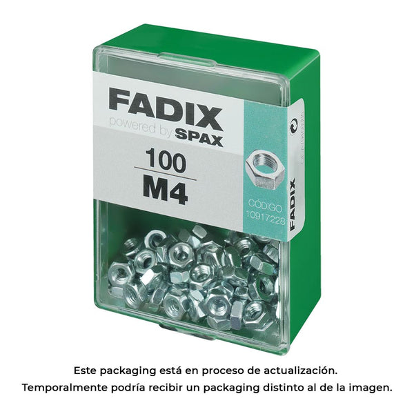 Box M 100 Units, Nut Zinc M 4 Fadix