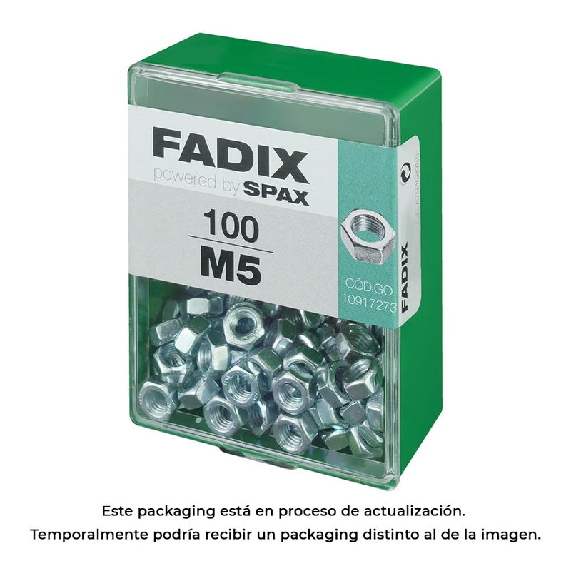 Box M 100 Units, Nut Zinc M 5 Fadix