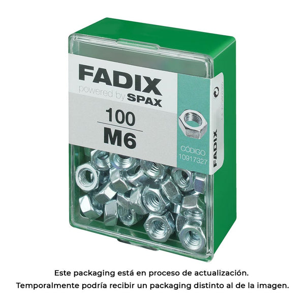 Box M 100 Units, Nut Zinc M 6 Fadix