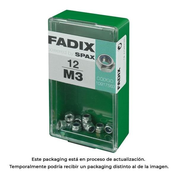 Box S 12 Units, Nut With Self-Locking Zinc M 3 Fadix