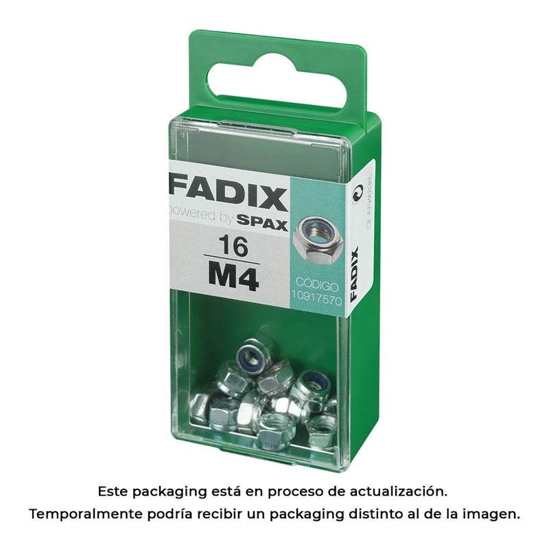 Box S 16 Units, Nut With Self-Locking Zinc M 4 Fadix