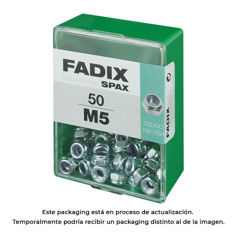 Box M 50 Units, Nut With Self-Locking Zinc M 5 Fadix