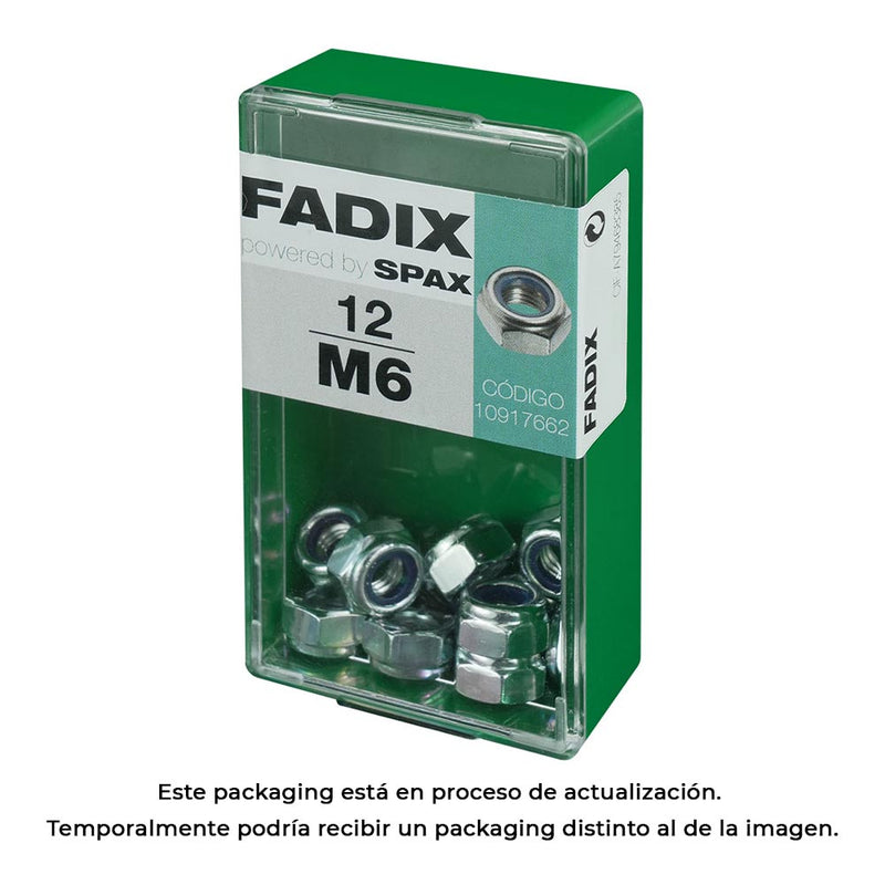 Box S 12 Units, Nut With Self-Locking Zinc M 6 Fadix