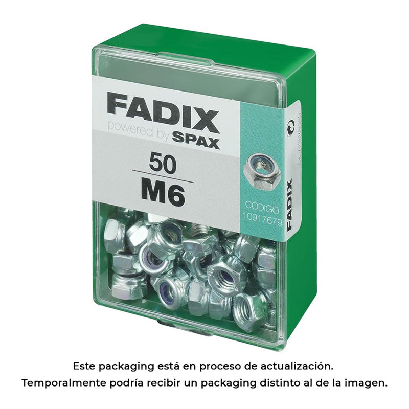 Box M 50 Units, Nut With Self-Locking Zinc M 6 Fadix