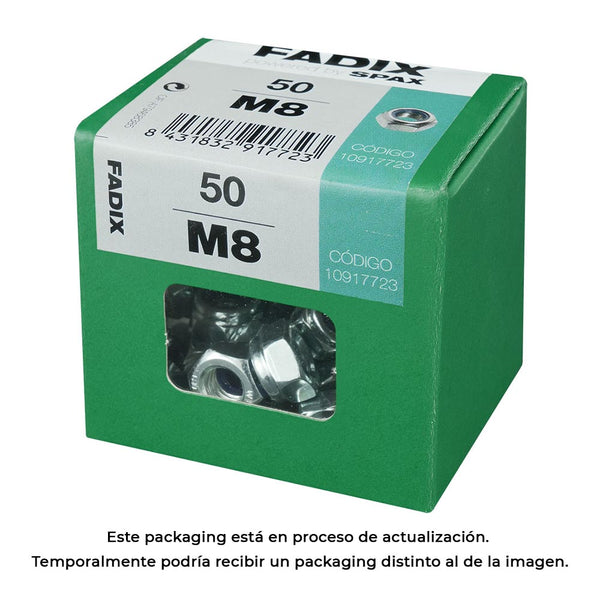 Box L 50 Units, Nut With Self-Locking Zinc M 8 Fadix