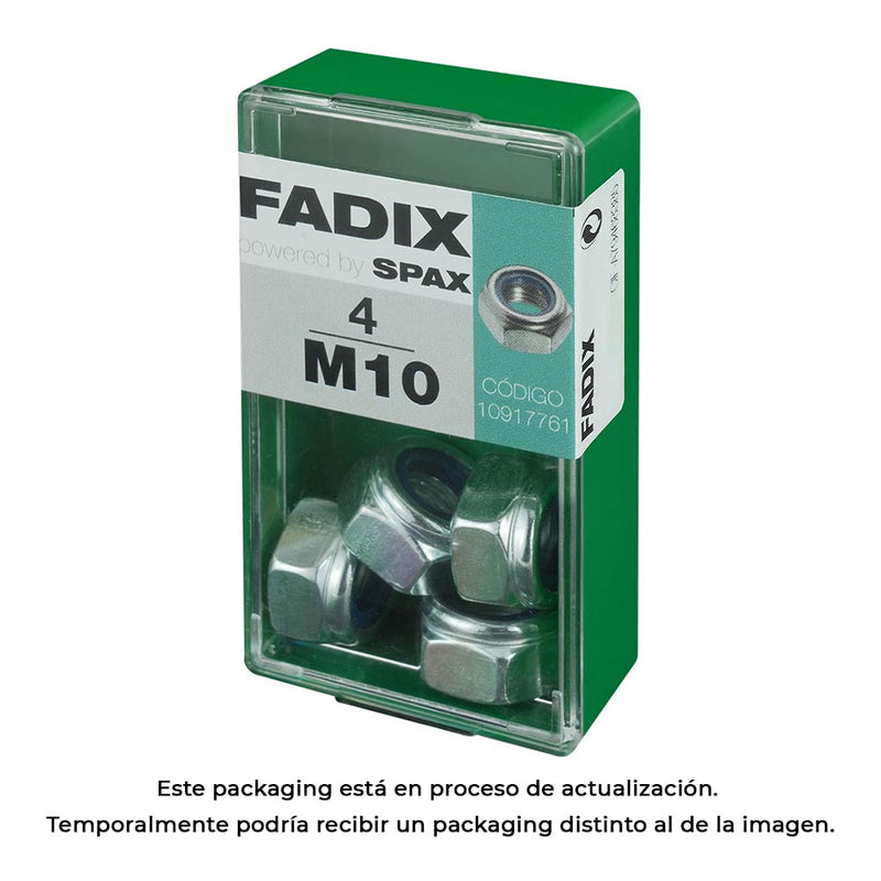 Box S 4 Units, Nut With Self-Locking Zinc M 10 Fadix