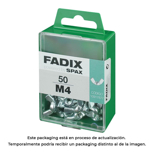 Box M 50 Units, Wing Nut Zinc M 4 Fadix