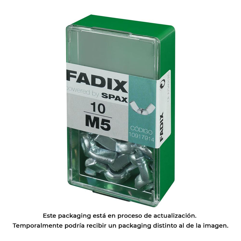 Box S 10 Units, Wing Nut Zinc M 5 Fadix