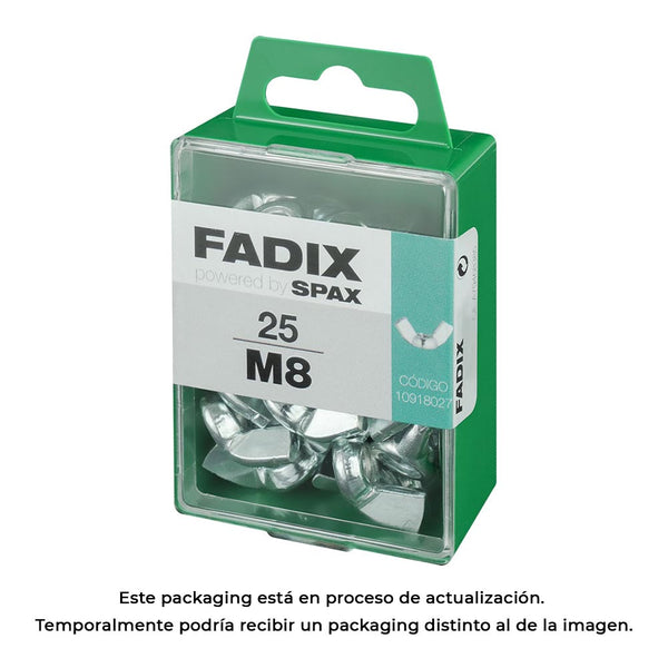 Box M 25 Units, Wing Nut Zinc M 8 Fadix