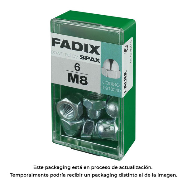 Box S 6 Units, Zinc Cap Nut M 8 Fadix