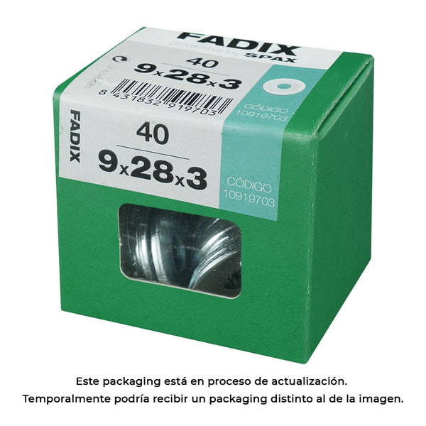 Box L 40 Units, Wide Washer Zinc 9.0X28X3Mm Fadix