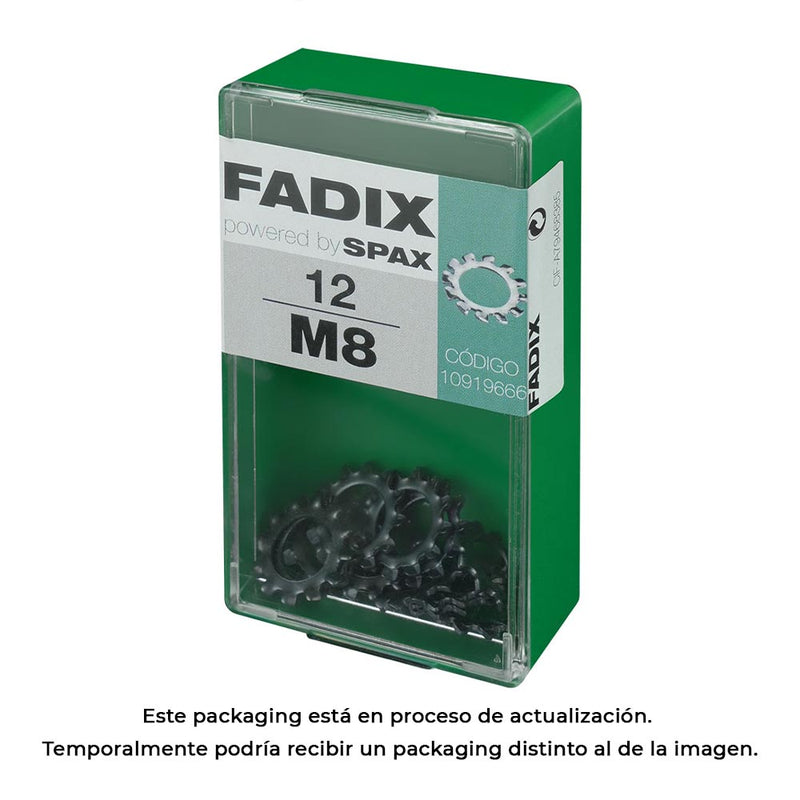 Box S 12 Units, Serrated Washer M 8 Fadix