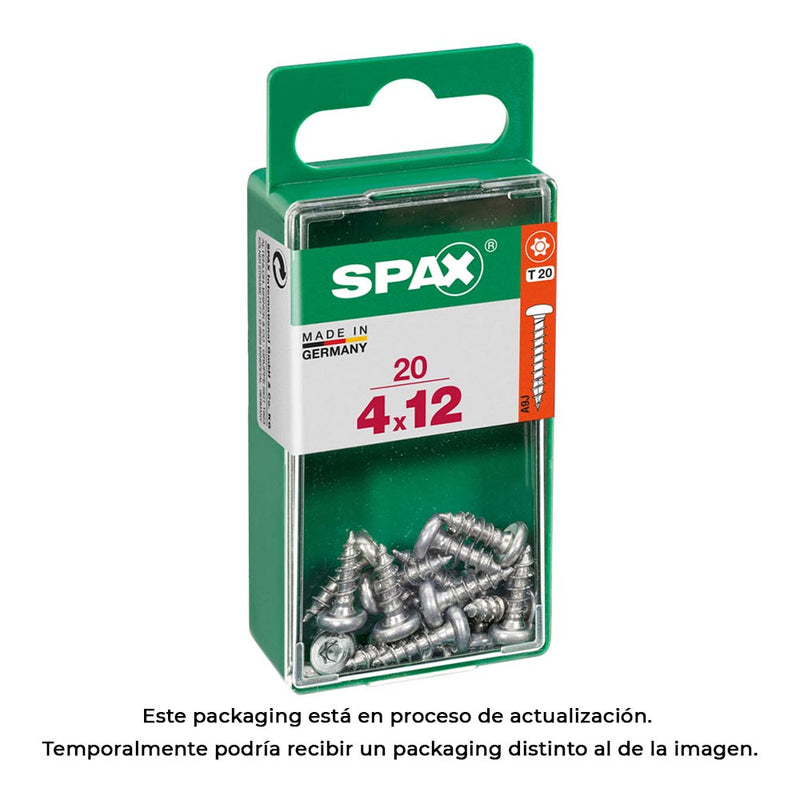 Box 20 Units, Spax Cab Wood Screw, Round Wirox 4.0X12Mm Spax