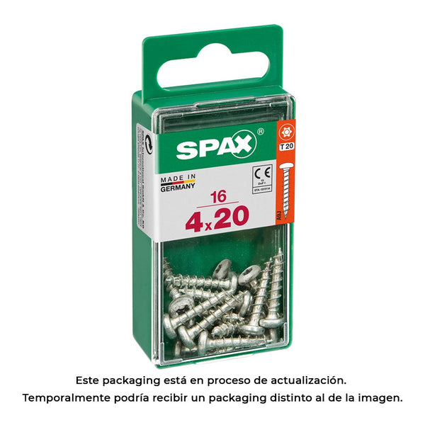 Box 16 Units, Spax Cab Wood Screw, Round Wirox 4.0X20Mm Spax