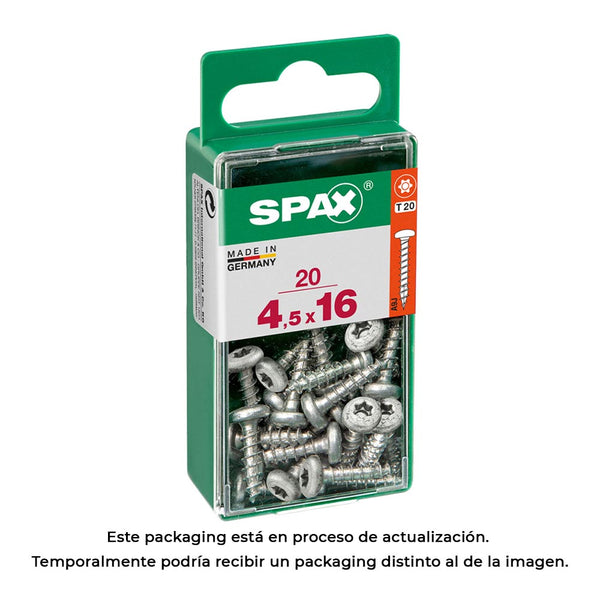 Caja 20 Unid, Tornillo Madera Spax Cab, Redonda Wirox 4,5X16Mm Spax