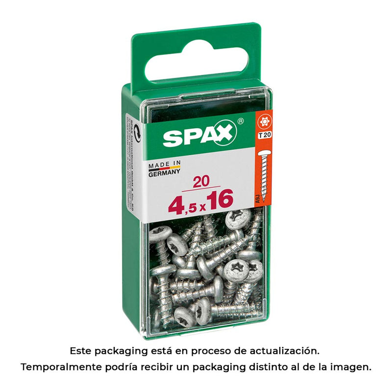 Box 20 Units, Spax Cab Wood Screw, Round Wirox 4.5X16Mm Spax