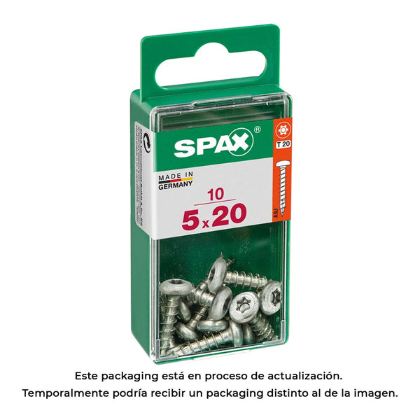 Caja 10 Unid, Tornillo Madera Spax Cab, Redonda Wirox 5,0X20Mm Spax