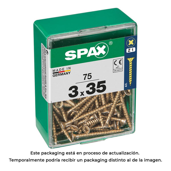 Caja 75 Unid, Tornillo Madera Spax Cabeza Plana Yellox 3,0X35Mm Spax