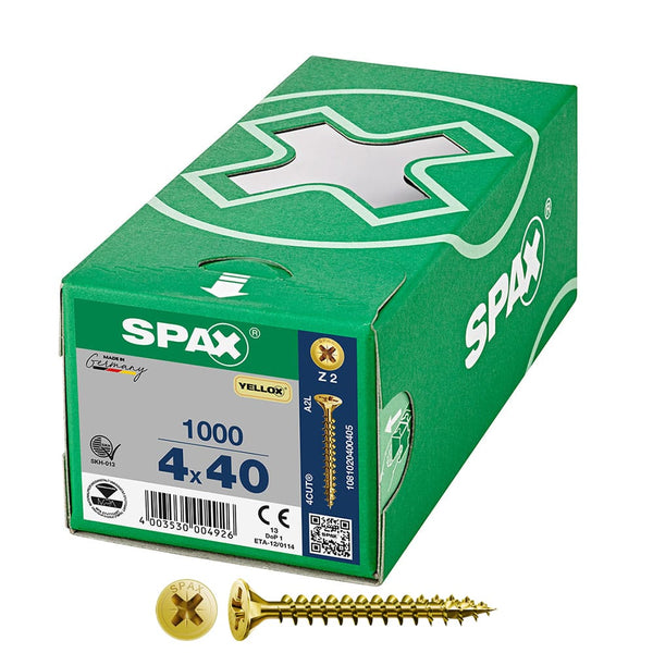 Box 1000 Units. Universal Flat Head Screw Yellox 4X40Mm Z2