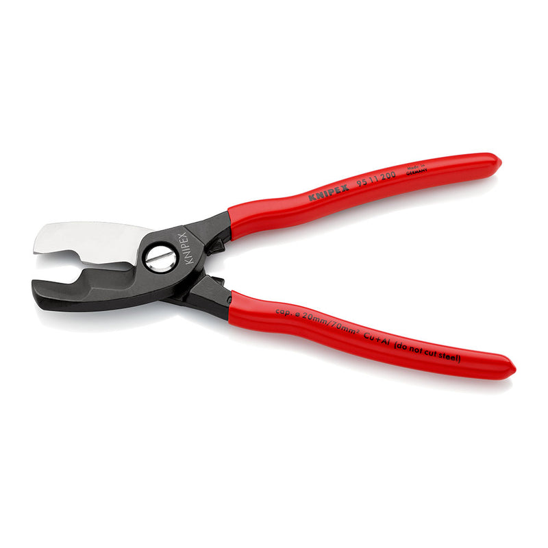 Cable Cutters With Double Cutting Edges Coated With Burnished Plastic 200 mm Ø 20 mm / 70 mm² 9511200 Knipex