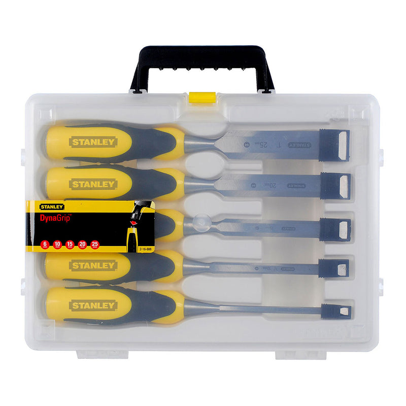 Stanley® 5-Piece Beveled Edge Chisel Set 6, 10, 15, 20, 25mm 2-16-888 Stanley