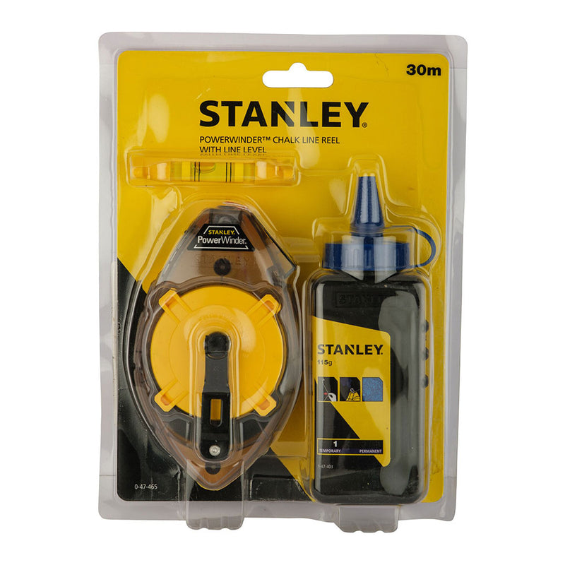 Powerwinder 30M Chalk Line Kit + Powder + String Level 0-47-465 Stanley