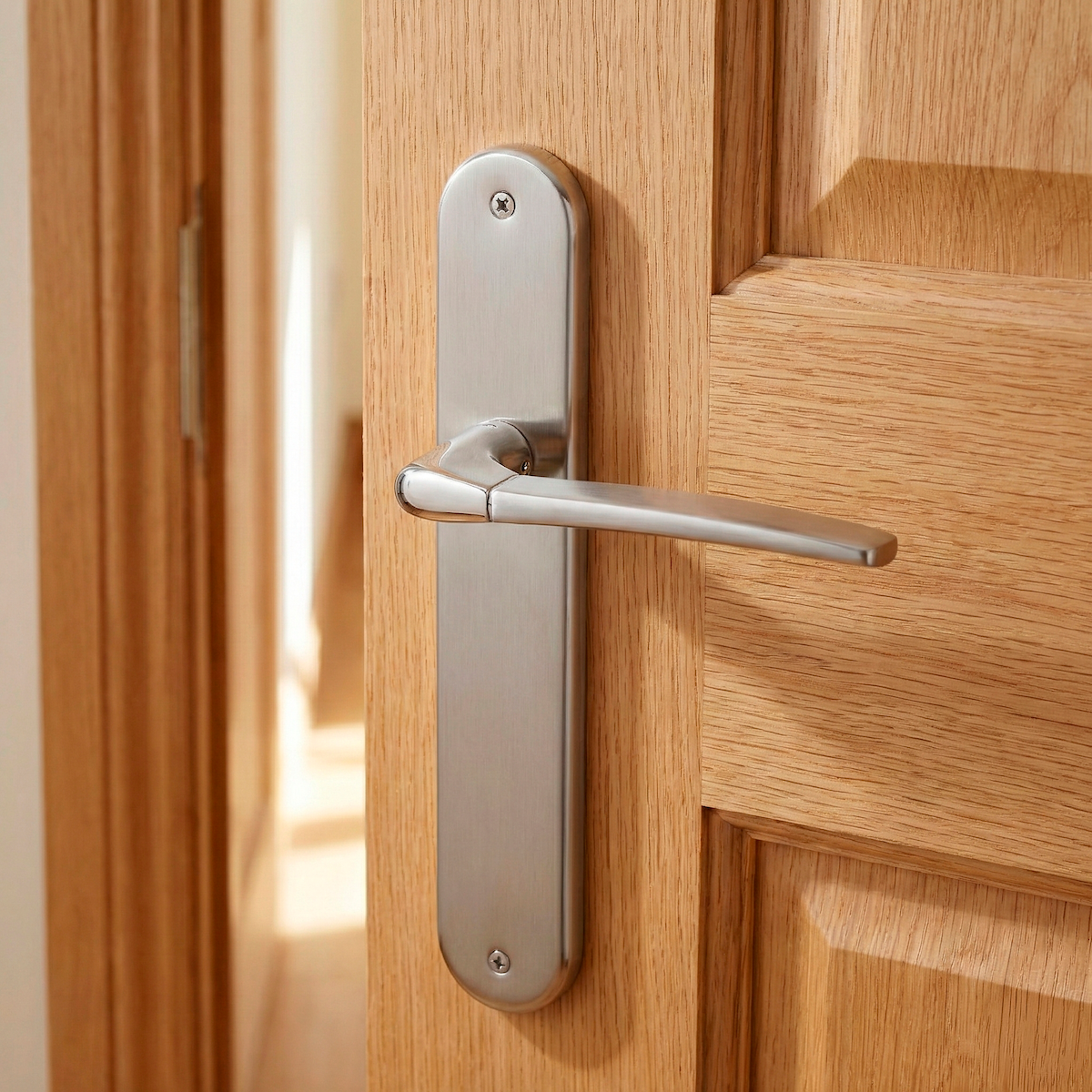 Manilla modelo '830' con placa ovalada de zamak acabado bicolor para puertas