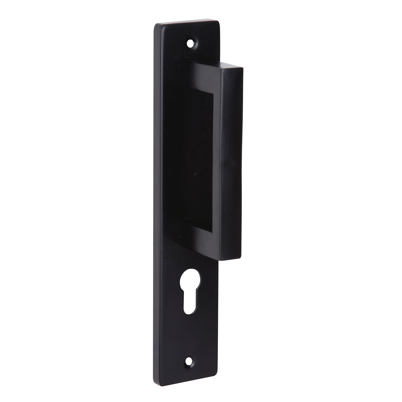 Manillón con placa modelo 8004 de acero inoxidable acabado negro con bocallave