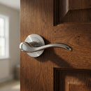 Manilla '3001' rústica de aluminio en níquel satinado con Roseta Redonda para puertas