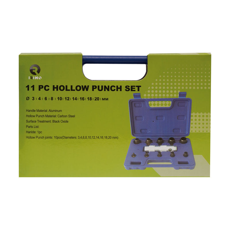 Set of 10 hole punches 3-20mm with handle, 11 pieces 332-51-4 irimo