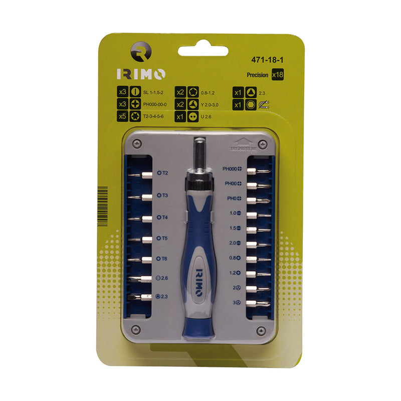 Precision screwdriver with ratchet bit holder, 17 pieces 471-18-1 irimo