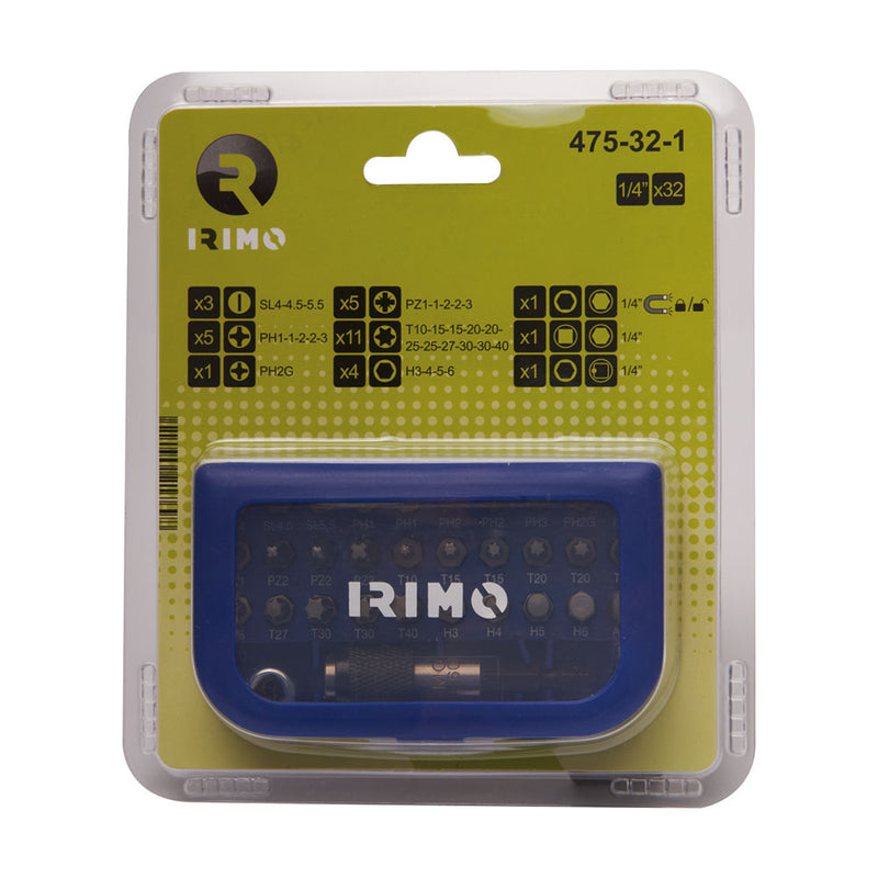 1/4" bit set with magnetic bit holder, 32 pieces 475-32-1 irimo