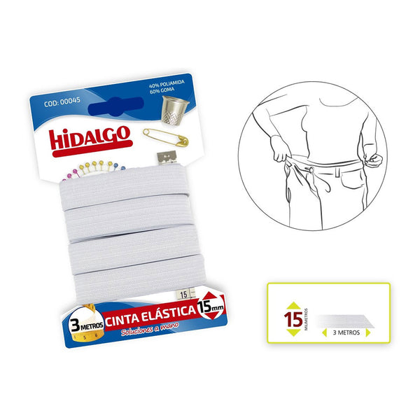 Blister Elastic Tape 15mmx3m, Hidalgo White