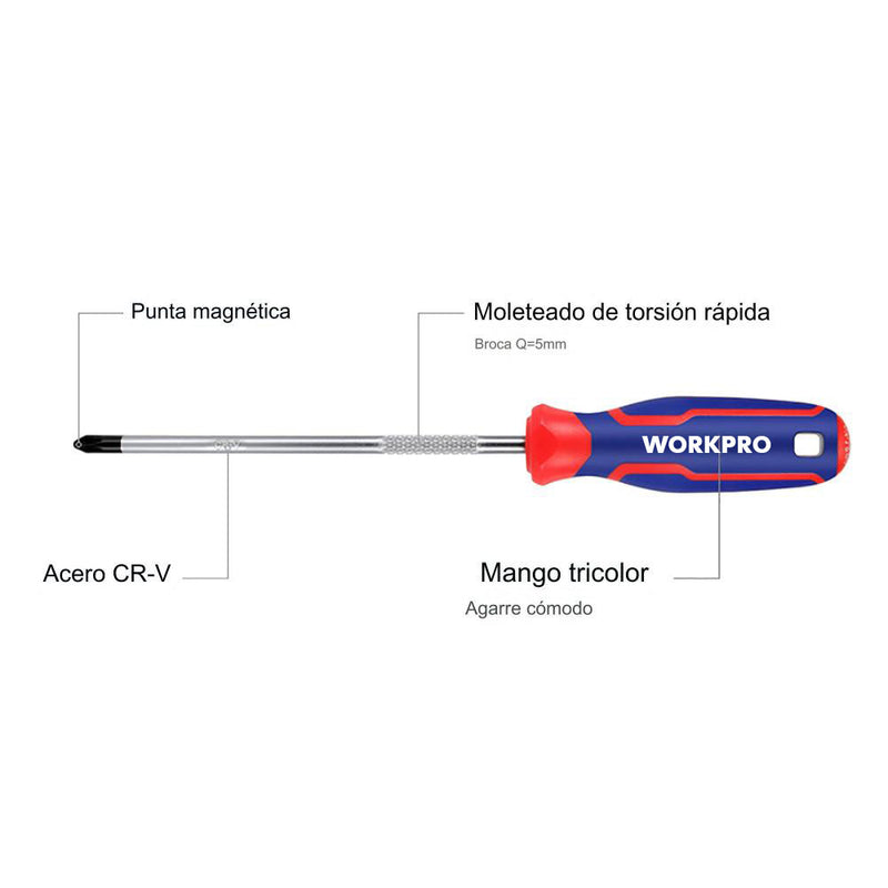 Destornillador Phillips Ph2 X 38 Mm Workpro