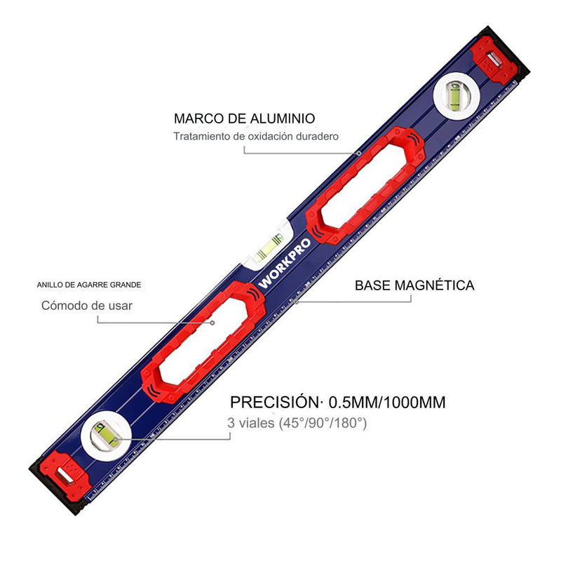 Workpro 60cm Magnetic Base Spirit Level