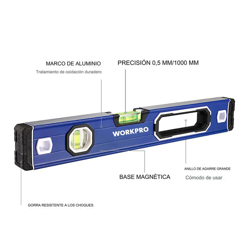 Pro Workpro 40cm Magnetic Base Spirit Level