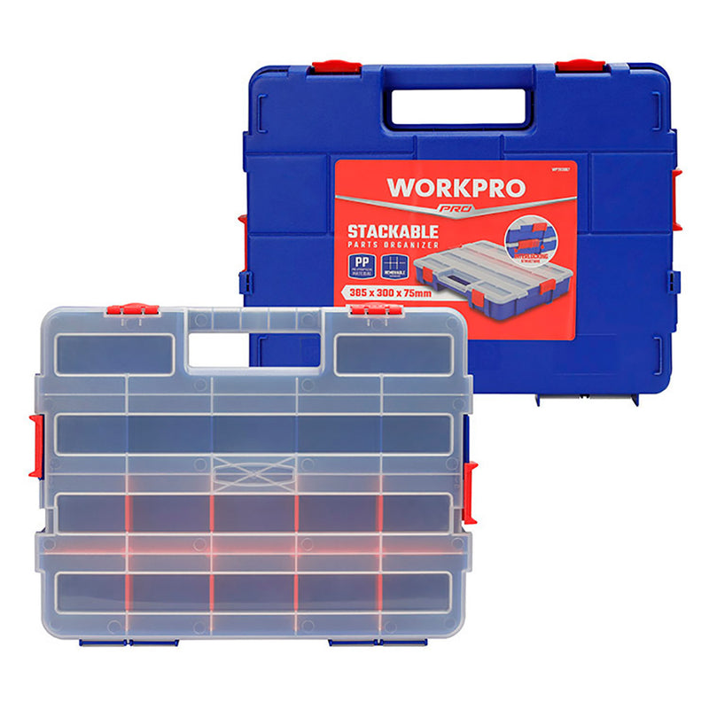 Stackable Compartment Organizer with Lid 18 Compartments Workpro